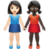 👩🏻‍🤝‍👩🏿 women holding hands: light skin tone, dark skin tone display on Apple